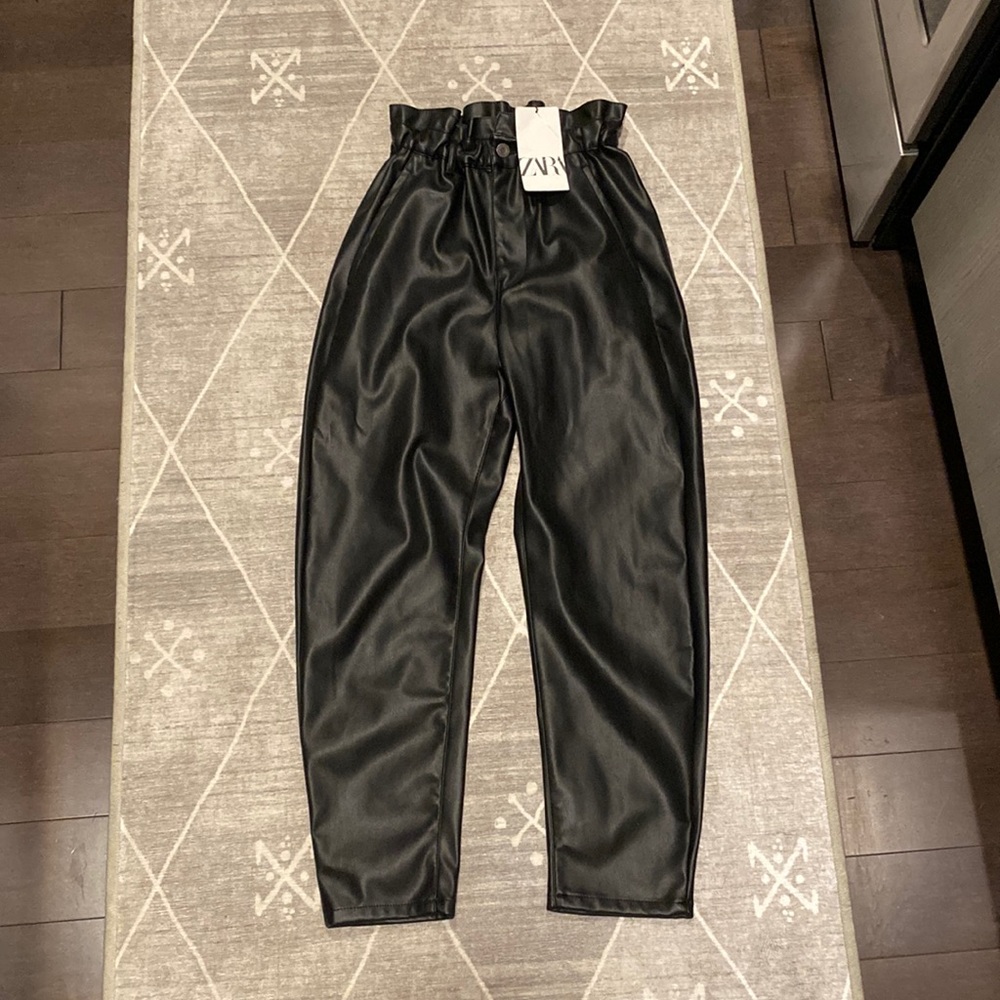 Zara paper bag faux leather pants